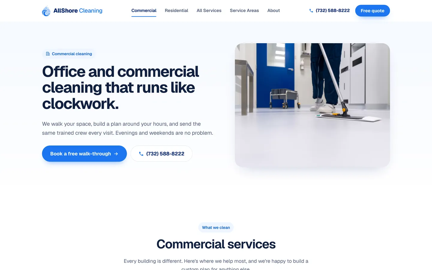 AllShore Cleaning website inner page