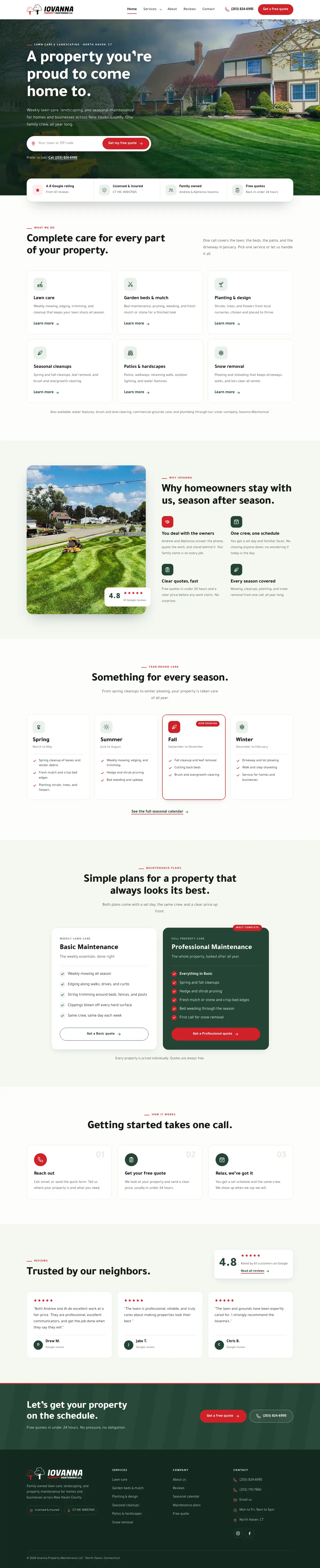 The complete Iovanna Property Maintenance homepage, from top to bottom