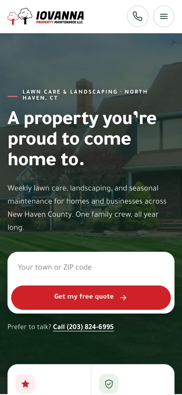 Iovanna Property Maintenance website on a phone
