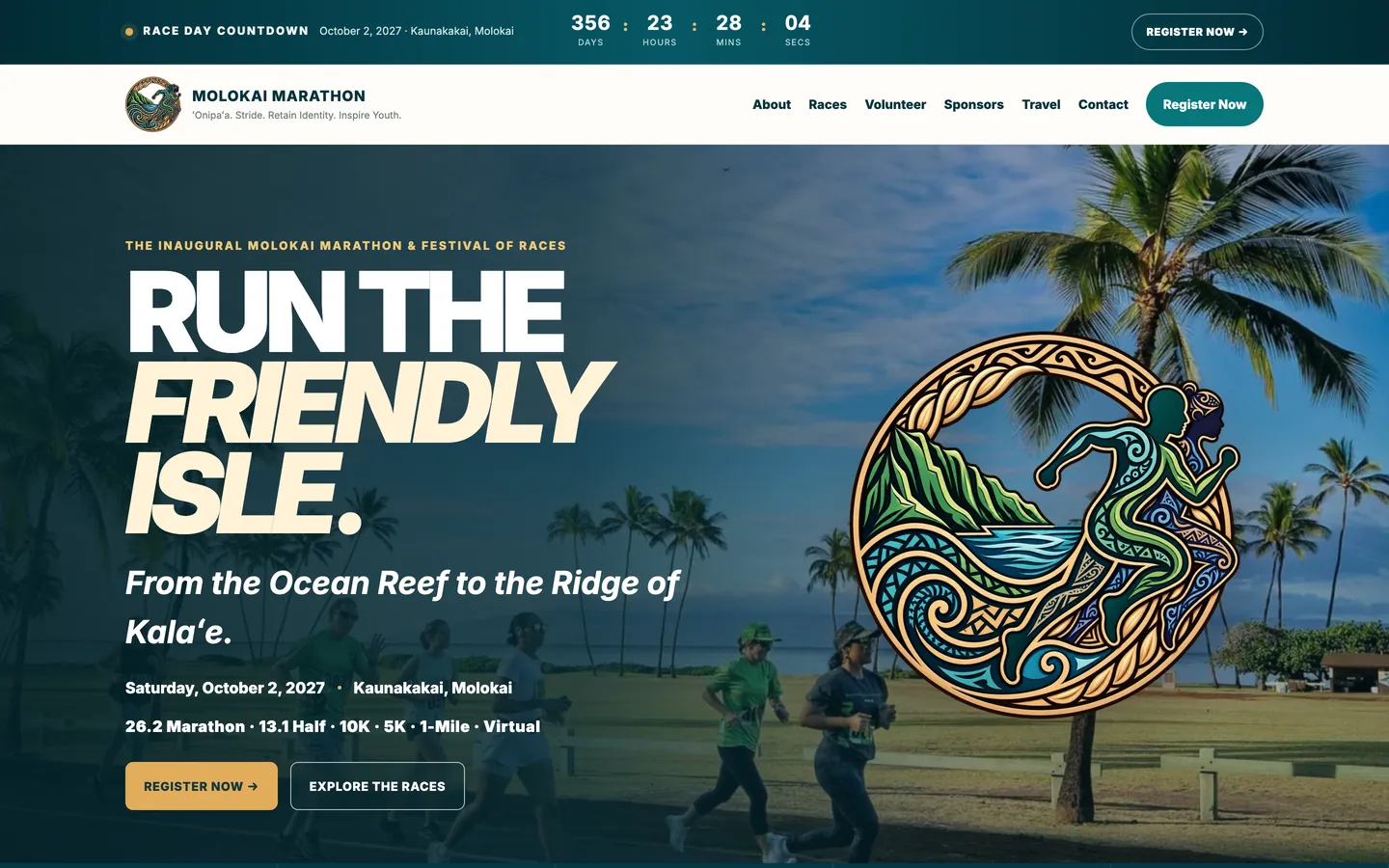 Molokaʻi Marathon website homepage