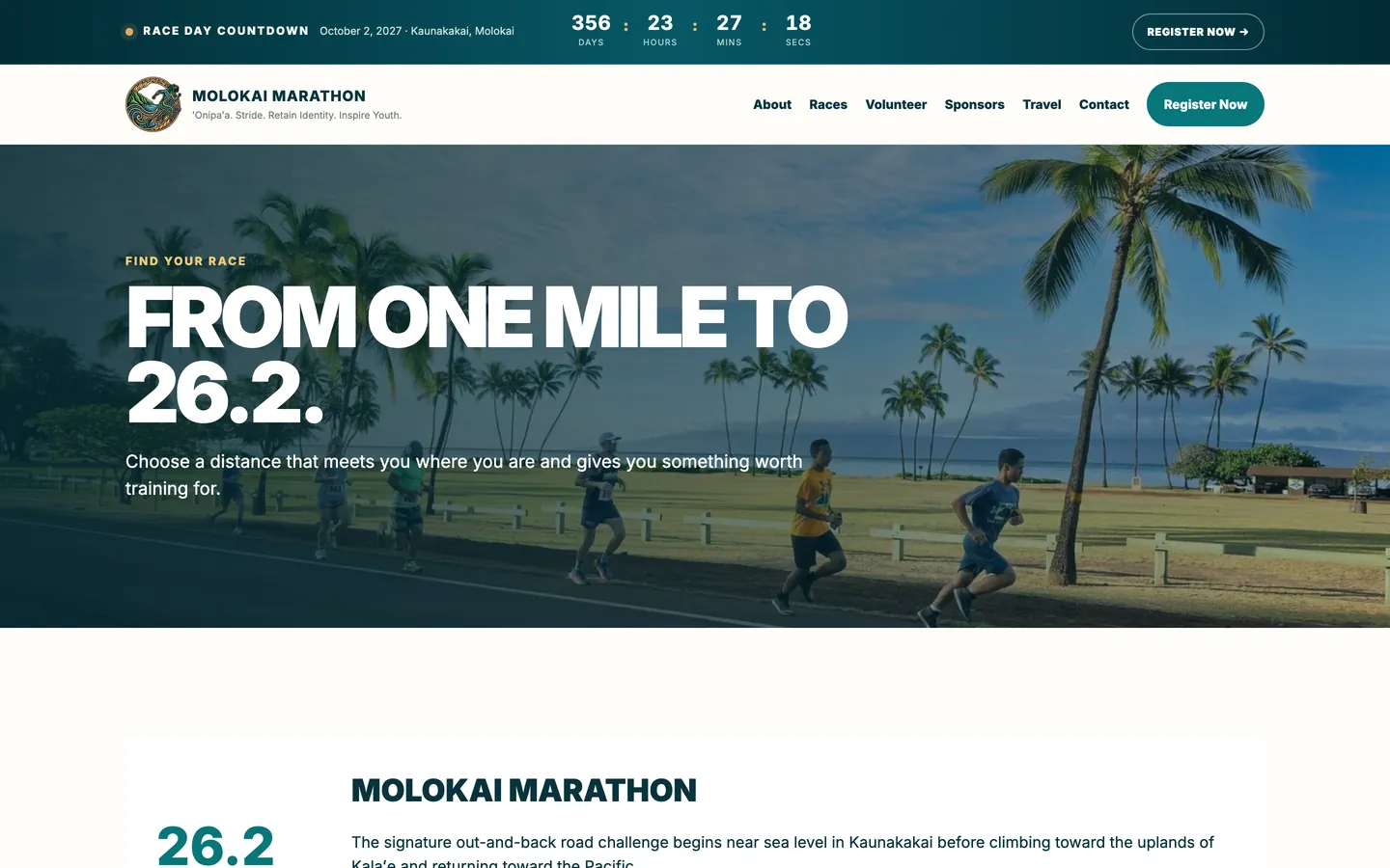 Molokaʻi Marathon website inner page