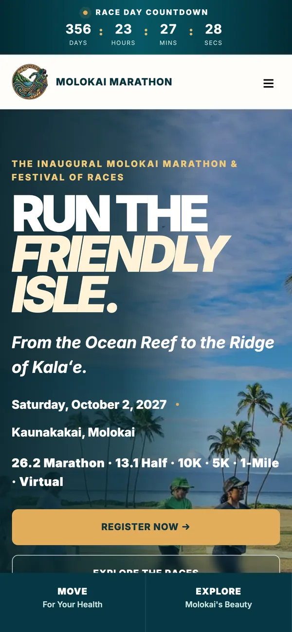 Molokaʻi Marathon website on a phone