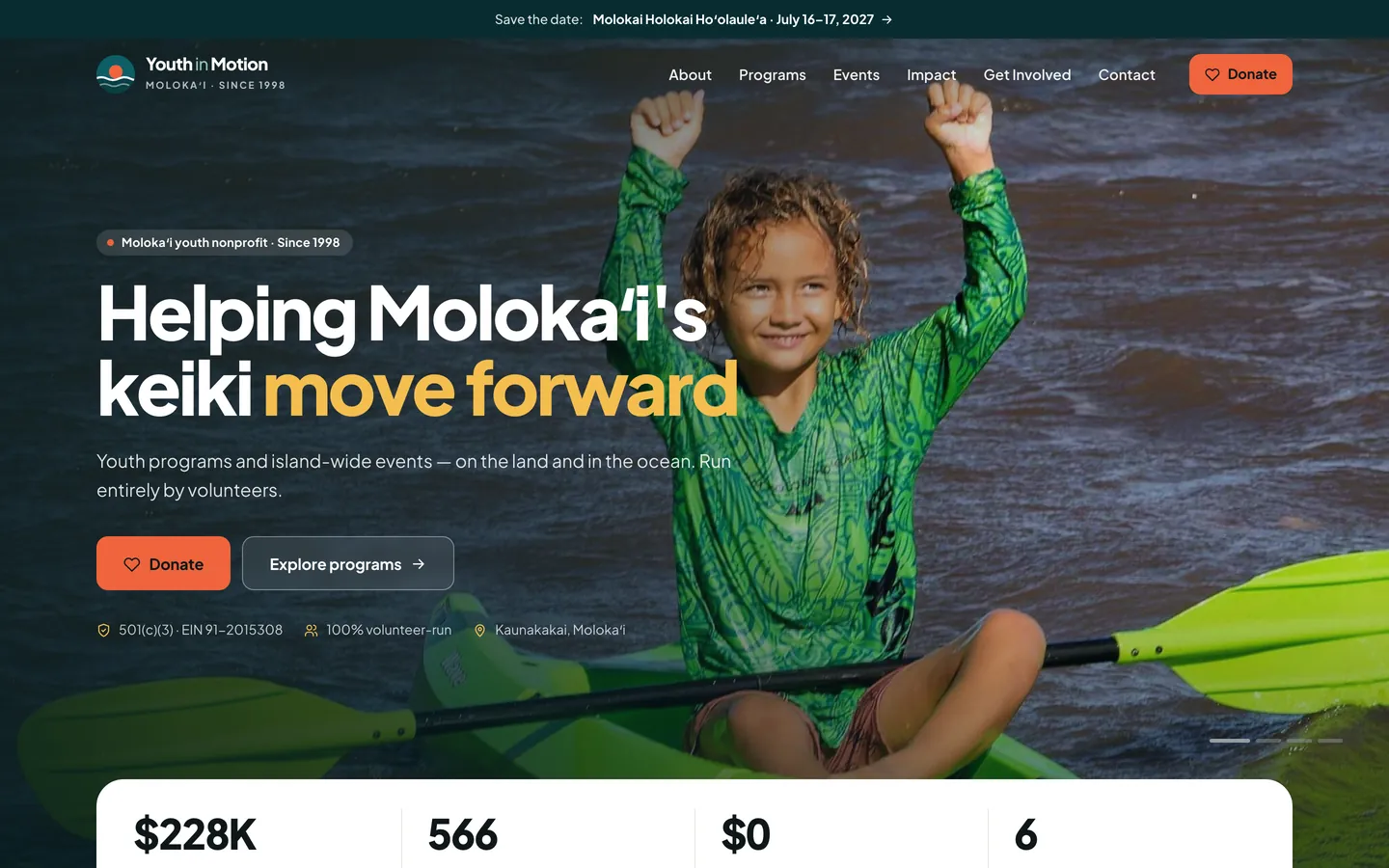 Youth in Motion website homepage